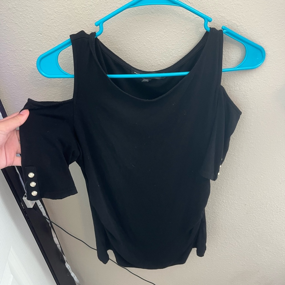 White House Black Market Black Cold Shoulder Blouse